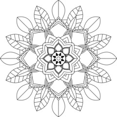 Easy Mandala coloring book simple and basic for beginners, seniors and children. Set of Mehndi flower pattern for Henna drawing and tattoo. Decoration in ethnic oriental, Indian style.