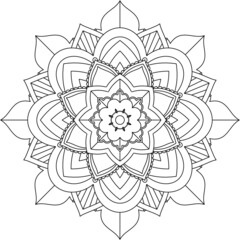 Easy Mandala coloring book simple and basic for beginners, seniors and children. Set of Mehndi flower pattern for Henna drawing and tattoo. Decoration in ethnic oriental, Indian style.
