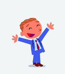  cartoon character of businessman celebrating something with joy