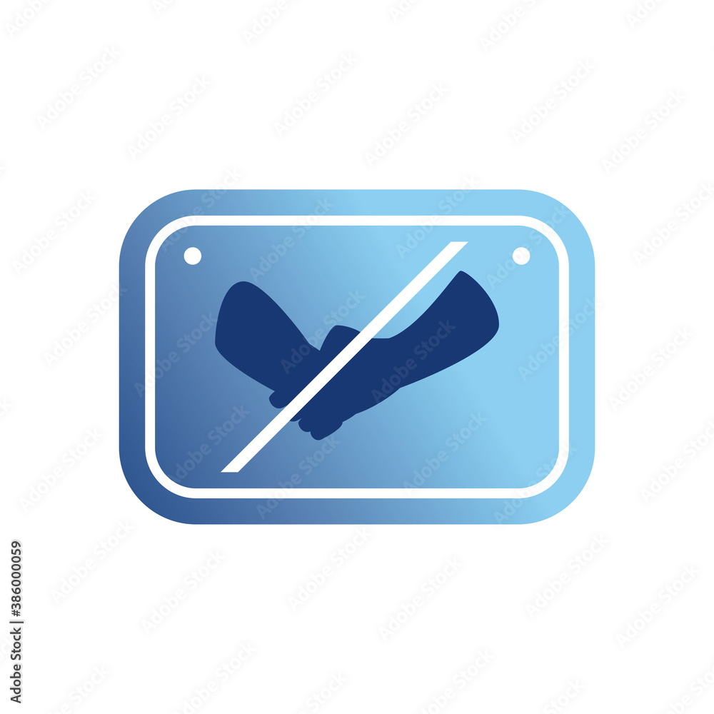 Poster do not shake hands in road sign gradient style icon vector design