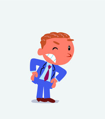 cartoon character of businessman suspecting something wrong.