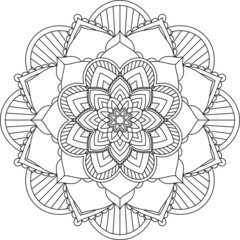 Easy Mandala coloring book simple and basic for beginners, seniors and children. Set of Mehndi flower pattern for Henna drawing and tattoo. Decoration in ethnic oriental, Indian style.