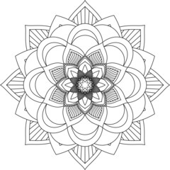 Easy Mandala coloring book simple and basic for beginners, seniors and children. Set of Mehndi flower pattern for Henna drawing and tattoo. Decoration in ethnic oriental, Indian style.