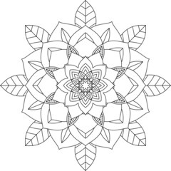 Easy Mandala coloring book simple and basic for beginners, seniors and children. Set of Mehndi flower pattern for Henna drawing and tattoo. Decoration in ethnic oriental, Indian style.