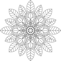 Easy Mandala coloring book simple and basic for beginners, seniors and children. Set of Mehndi flower pattern for Henna drawing and tattoo. Decoration in ethnic oriental, Indian style.