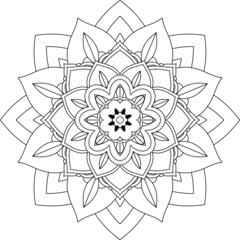 Easy Mandala coloring book simple and basic for beginners, seniors and children. Set of Mehndi flower pattern for Henna drawing and tattoo. Decoration in ethnic oriental, Indian style.
