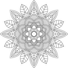 Easy Mandala coloring book simple and basic for beginners, seniors and children. Set of Mehndi flower pattern for Henna drawing and tattoo. Decoration in ethnic oriental, Indian style.