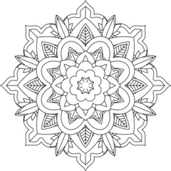 Easy Mandala coloring book simple and basic for beginners, seniors and children. Set of Mehndi flower pattern for Henna drawing and tattoo. Decoration in ethnic oriental, Indian style.