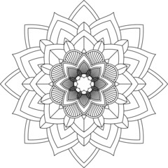 Easy Mandala coloring book simple and basic for beginners, seniors and children. Set of Mehndi flower pattern for Henna drawing and tattoo. Decoration in ethnic oriental, Indian style.