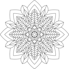 Easy Mandala coloring book simple and basic for beginners, seniors and children. Set of Mehndi flower pattern for Henna drawing and tattoo. Decoration in ethnic oriental, Indian style.