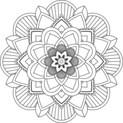 Easy Mandala coloring book simple and basic for beginners, seniors and children. Set of Mehndi flower pattern for Henna drawing and tattoo. Decoration in ethnic oriental, Indian style.