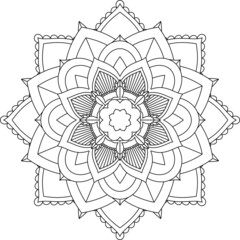 Easy Mandala coloring book simple and basic for beginners, seniors and children. Set of Mehndi flower pattern for Henna drawing and tattoo. Decoration in ethnic oriental, Indian style.