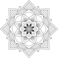 Easy Mandala coloring book simple and basic for beginners, seniors and children. Set of Mehndi flower pattern for Henna drawing and tattoo. Decoration in ethnic oriental, Indian style.