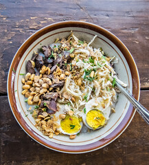 Chicken Porridge, Bubur Ayam, a dish that very popular in Indonesia, usually for breakfast.