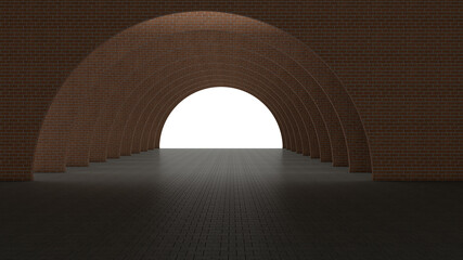 3d rendering of abstract tunnel art design