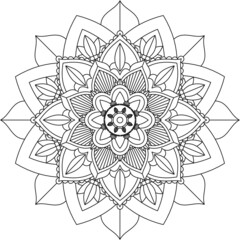 Easy Mandala coloring book simple and basic for beginners, seniors and children. Set of Mehndi flower pattern for Henna drawing and tattoo. Decoration in ethnic oriental, Indian style.