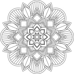 Easy Mandala coloring book simple and basic for beginners, seniors and children. Set of Mehndi flower pattern for Henna drawing and tattoo. Decoration in ethnic oriental, Indian style.