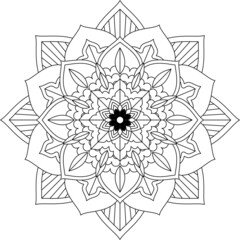 Easy Mandala coloring book simple and basic for beginners, seniors and children. Set of Mehndi flower pattern for Henna drawing and tattoo. Decoration in ethnic oriental, Indian style.