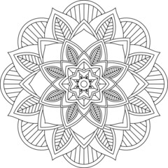 Easy Mandala coloring book simple and basic for beginners, seniors and children. Set of Mehndi flower pattern for Henna drawing and tattoo. Decoration in ethnic oriental, Indian style.