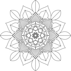 Easy Mandala coloring book simple and basic for beginners, seniors and children. Set of Mehndi flower pattern for Henna drawing and tattoo. Decoration in ethnic oriental, Indian style.