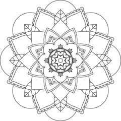 Fototapeta premium Easy Mandala coloring book simple and basic for beginners, seniors and children. Set of Mehndi flower pattern for Henna drawing and tattoo. Decoration in ethnic oriental, Indian style.