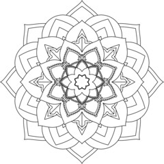 Easy Mandala coloring book simple and basic for beginners, seniors and children. Set of Mehndi flower pattern for Henna drawing and tattoo. Decoration in ethnic oriental, Indian style.