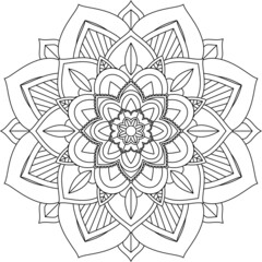 Easy Mandala coloring book simple and basic for beginners, seniors and children. Set of Mehndi flower pattern for Henna drawing and tattoo. Decoration in ethnic oriental, Indian style.
