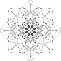 Fototapeta premium Easy Mandala coloring book simple and basic for beginners, seniors and children. Set of Mehndi flower pattern for Henna drawing and tattoo. Decoration in ethnic oriental, Indian style.