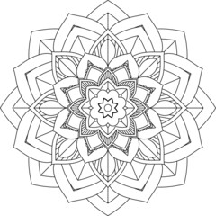 Easy Mandala coloring book simple and basic for beginners, seniors and children. Set of Mehndi flower pattern for Henna drawing and tattoo. Decoration in ethnic oriental, Indian style.