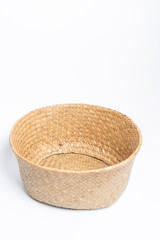 Basket wicker on isolated white background.