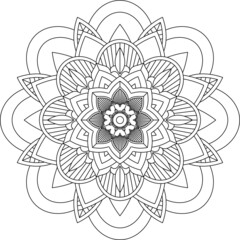 Easy Mandala coloring book simple and basic for beginners, seniors and children. Set of Mehndi flower pattern for Henna drawing and tattoo. Decoration in ethnic oriental, Indian style.