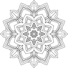 Easy Mandala coloring book simple and basic for beginners, seniors and children. Set of Mehndi flower pattern for Henna drawing and tattoo. Decoration in ethnic oriental, Indian style.