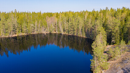 Aerial view of The Lake Haklajarvi, Espoo, Finland