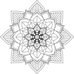 Easy Mandala coloring book simple and basic for beginners, seniors and children. Set of Mehndi flower pattern for Henna drawing and tattoo. Decoration in ethnic oriental, Indian style.