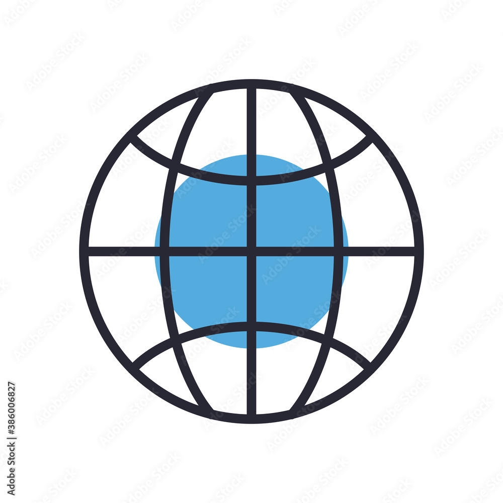 Poster global sphere line and fill style icon vector design