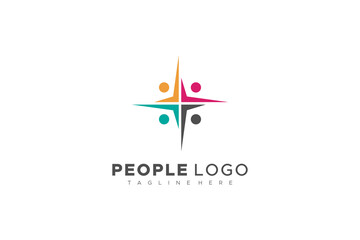 Abstract People Logo. Colorful Geometric Shapes Starburst Icon Human Icon isolated on White Background. Flat Vector Logo Design Template Element.