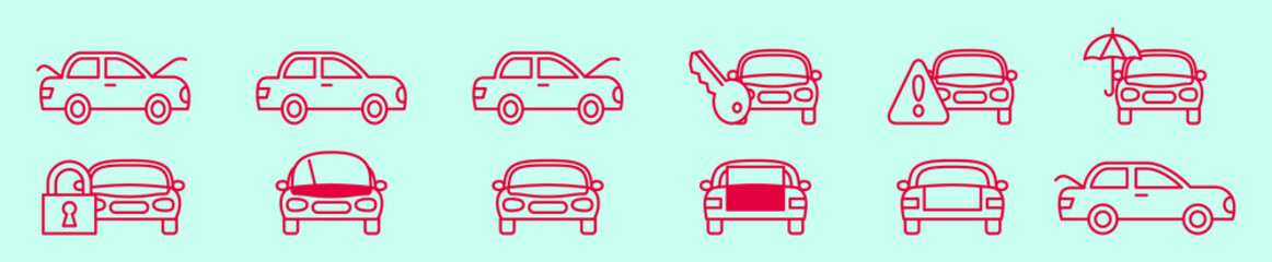 Naklejka premium set of car service cartoon icon design template with various models. vector illustration isolated on blue background