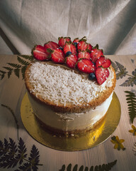 christmas cake with strawberries