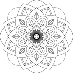 Easy Mandala coloring book simple and basic for beginners, seniors and children. Set of Mehndi flower pattern for Henna drawing and tattoo. Decoration in ethnic oriental, Indian style.