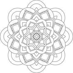 Fototapeta premium Easy Mandala coloring book simple and basic for beginners, seniors and children. Set of Mehndi flower pattern for Henna drawing and tattoo. Decoration in ethnic oriental, Indian style.