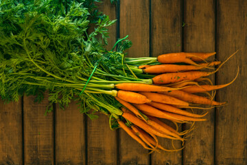 organic carrot wood background