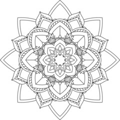 Easy Mandala coloring book simple and basic for beginners, seniors and children. Set of Mehndi flower pattern for Henna drawing and tattoo. Decoration in ethnic oriental, Indian style.