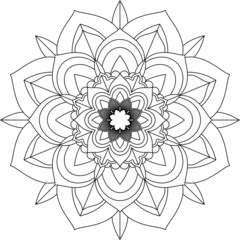 Easy Mandala coloring book simple and basic for beginners, seniors and children. Set of Mehndi flower pattern for Henna drawing and tattoo. Decoration in ethnic oriental, Indian style.