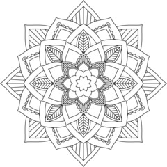 Easy Mandala coloring book simple and basic for beginners, seniors and children. Set of Mehndi flower pattern for Henna drawing and tattoo. Decoration in ethnic oriental, Indian style.