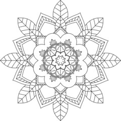 Easy Mandala coloring book simple and basic for beginners, seniors and children. Set of Mehndi flower pattern for Henna drawing and tattoo. Decoration in ethnic oriental, Indian style.