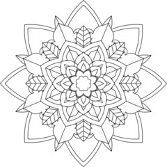 Easy Mandala coloring book simple and basic for beginners, seniors and children. Set of Mehndi flower pattern for Henna drawing and tattoo. Decoration in ethnic oriental, Indian style.