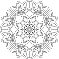 Easy Mandala coloring book simple and basic for beginners, seniors and children. Set of Mehndi flower pattern for Henna drawing and tattoo. Decoration in ethnic oriental, Indian style.