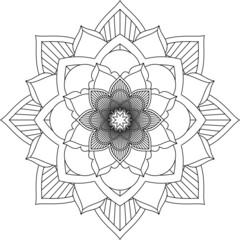 Easy Mandala coloring book simple and basic for beginners, seniors and children. Set of Mehndi flower pattern for Henna drawing and tattoo. Decoration in ethnic oriental, Indian style.