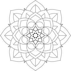 Easy Mandala coloring book simple and basic for beginners, seniors and children. Set of Mehndi flower pattern for Henna drawing and tattoo. Decoration in ethnic oriental, Indian style.