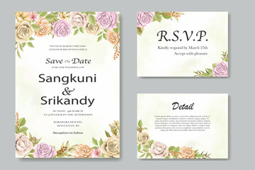 Elegant beautiful soft floral and leaves wedding invitation